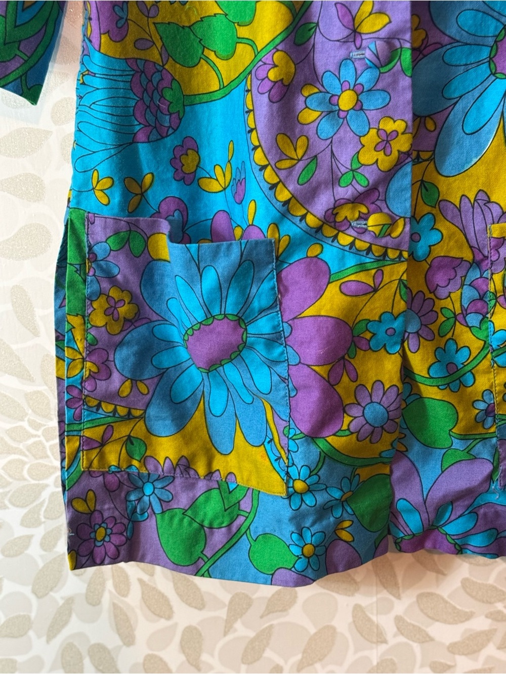 Vtg 70s Sun Fashions Of Hawaii Women’s S Flower Power Groovy Top Hippie Blouse - Picture 3 of 9
